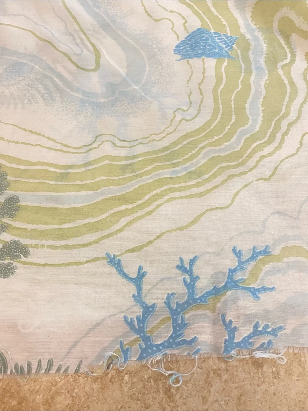 Vintage Bloomcraft Sea Life Screenprint Fabric 2 Yards Seamstress Upcycle  DIY